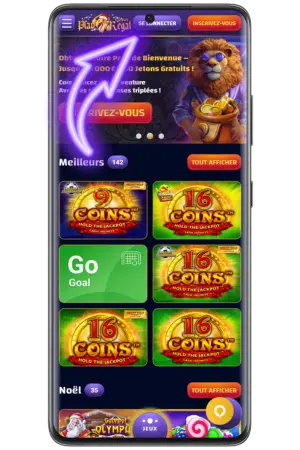 Bouton violet Play Regal casino connexion en haut